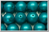 b�hm. Glasperle, rund, 10mm, white, alabaster, turquoise pearl, matte, 5 Stk.