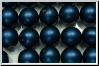 b�hm. Glasperle, rund, 12mm, white, alabaster, night blue pearl, matte, 1 Stk.