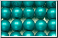 b�hm. Glasperle, rund, 12mm, white, alabaster, turquoise pearl, matte, 1 Stk.