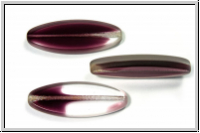 b�hm. Glasperle, table cut, oval, 30x11mm, crystal/dark amethyst, trans., matte, 1 Stk.