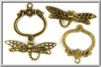 Toggle-Verschluss "Libelle, filigran", 25x21mm, antikmessingfb., Messing, 1 Stk.