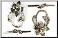 Toggle-Verschluss "Flower", 30x20mm, antiksilberfb., Tibetsilber, 1 Stk.