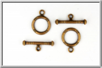 Toggle-Verschluss "'Ring mit Streifen", 16x12mm, antikkupferfb., Metall, 1 Stk.