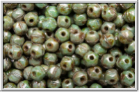 English Cut-Beads, 3,5mm, white, alabaster, blue/brown marbled, 50 Stk.