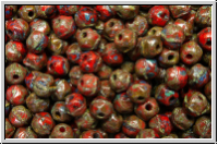 English Cut-Beads, 3,5mm, orange, coral, op., picasso, 50 Stk.
