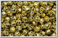 English Cut-Beads, 3,5mm, crystal, trans., full brass, 50 Stk.