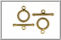 Toggle-Verschluss "Kordel", 18x13mm, antikmessingfb., Messing, 1 Stk.