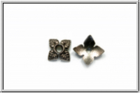 Perlenkappe "Vier Bl�tter", 1,5x7mm, hematitefb., Tibetsilber, 10 Stk.