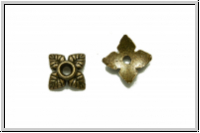 Perlenkappe "Vier Bl�tter", 1,5x7mm, antikmessingfb., Tibetsilber, 10 Stk.