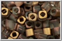 TC-03-0851fY, TOHO Cubes, 3mm, crystal, trans., apollo gold, matte, 5g