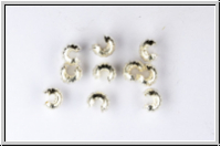 Kaschierperlen, "Crimp Cover", 4mm, gerillt, silberfb., Messing, 10 Stk.