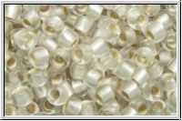 R-08-0021f, TOHO Rocailles, 08/0, crystal, trans., silver-ld., matte, 10g