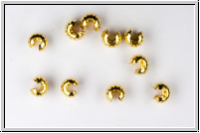 Kaschierperlen, "Crimp Cover", 4mm, gerillt, goldfb., Messing, 10 Stk.
