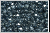B�hm. Glasschliffperle, feuerpol., 4mm, montana, trans., luster, 50 Stk.