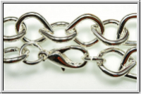 Armband, Drop-Chain, mit Karabiner, 10mm, silberfb., Metall, 23cm