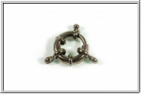 Federringverschluss, 13x5mm, hematitefb., Messing, 1 Stk.