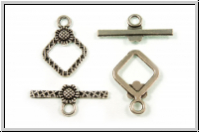 Toggle-Verschluss "Sunflower Square", 21x15mm, antiksilberfb., Metall, 1 Stk.