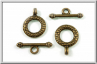 Toggle-Verschluss "Snake", 21x15mm, antikmessingfb., Tibetsilber, 1 Stk.