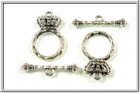 Toggle-Verschluss "K�niglich", 24x15mm, antiksilberfb., Metall, 1 Stk.