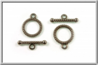 Toggle-Verschluss "Kordel", 16x13mm, hematitefb., Messing, 1 Stk.