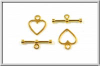 Toggle-Verschluss "Tender Heart", 14x12mm, goldfb., Metall, 1 Stk.