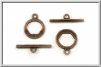 Toggle-Verschluss "Schraubenkopf", 17x14mm, antikkupferfb., Tibetsilber, 1 Stk.