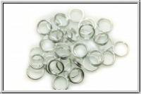Spaltringe, rund, 5x0,6mm, silberfb., Messing, 20 Stk.