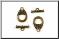 Toggle-Verschluss "Bl�mchen", 18x11mm, antikmessingfb., Metall, 1 Stk.