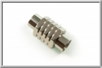 Magnetverschluss "6-Eck, gerillt", 20x10mm, antiksilberfb., Edelstahl, 1 Stk.