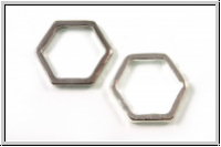 Ring "6-Eck", flach, 19mm, silberfb., Metall, 1 Stk.