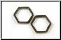 Ring "6-Eck", flach, 19mm, hematitefb., Metall, 1 Stk.