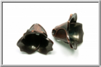 Perlenkappe (-cone) "3 overlapping petals", 16x22mm, antikkupferfb., Messing, 1 Stk.