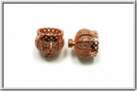 Endkappen "Krone mit Zirkonen", 13x13mm, rosegoldfb., Messing, 1 Stk.