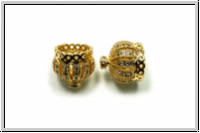Endkappen "Krone mit Zirkonen", 13x13mm, goldfb., Messing, 1 Stk.
