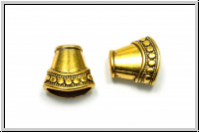 Perlenkappe (-cone) "P�nktchenrock", 16x16mm, antikgoldfb., Tibetsilber, 2 Stk.