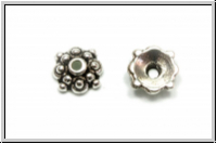 Perlenkappe "Double Dots", 9x3mm, antiksilberfb., Tibetsilber, 10 Stk.
