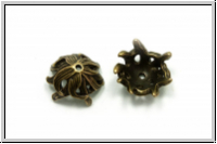 Perlenkappe "Laubkranz", 8x15mm, antikmessingfb., Tibetsilber, 2 Stk.