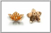 Perlenkappe "Offene Bl�te", 6,3x14mm, goldfb., Messing, 2 Stk.