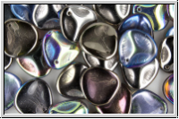 Rose Petals, 14x13mm, crystal, trans., graphit rainbow, 10 Stk.