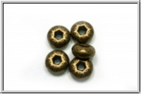 Metallperle "Donut Dots", 4,6x9,5mm, antikmessingfb., Tibetsilber, 5 Stk.