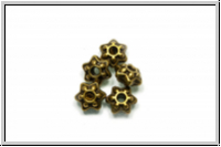 Metallperle "Stern", 4,8x8,2mm, antikmessingfb., Tibetsilber, 5 Stk.