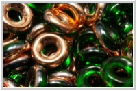 Glasring, 10x3,2mm, chrysolite, trans., half capri gold, 10 Stk.