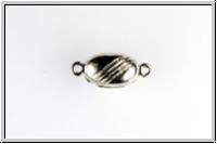 Magnetverschluss "gestreifte Olive", 17x7x6mm, silberfb., Metall, 1 Stk.