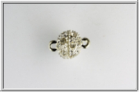Magnetverschluss "Kugel mit Zirkonen", 14x10mm, silberfb., Metall, 1 Stk.