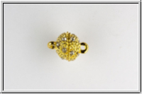 Magnetverschluss "Kugel mit Zirkonen", 14x10mm, goldfb., Metall, 1 Stk.