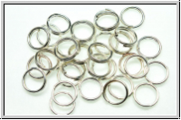 Spaltringe, rund, 6x0,6mm, silberfb., Messing, 20 Stk.
