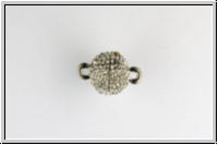 Magnetverschluss "Kugel mit Zirkonen", 14x10mm, antiksilberfb., Metall, 1 Stk.