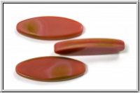 b�hm. Glasperle, table cut, oval, 30x11mm, rose/khaki, op., 1 Stk.