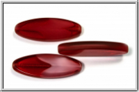 b�hm. Glasperle, table cut, oval, 30x11mm, wine trans., white opaque, 1 Stk.