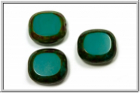 b�hm. Glasperle, table cut, Rechteck, 17x16mm, jade green, op., picasso, 3 Stk.